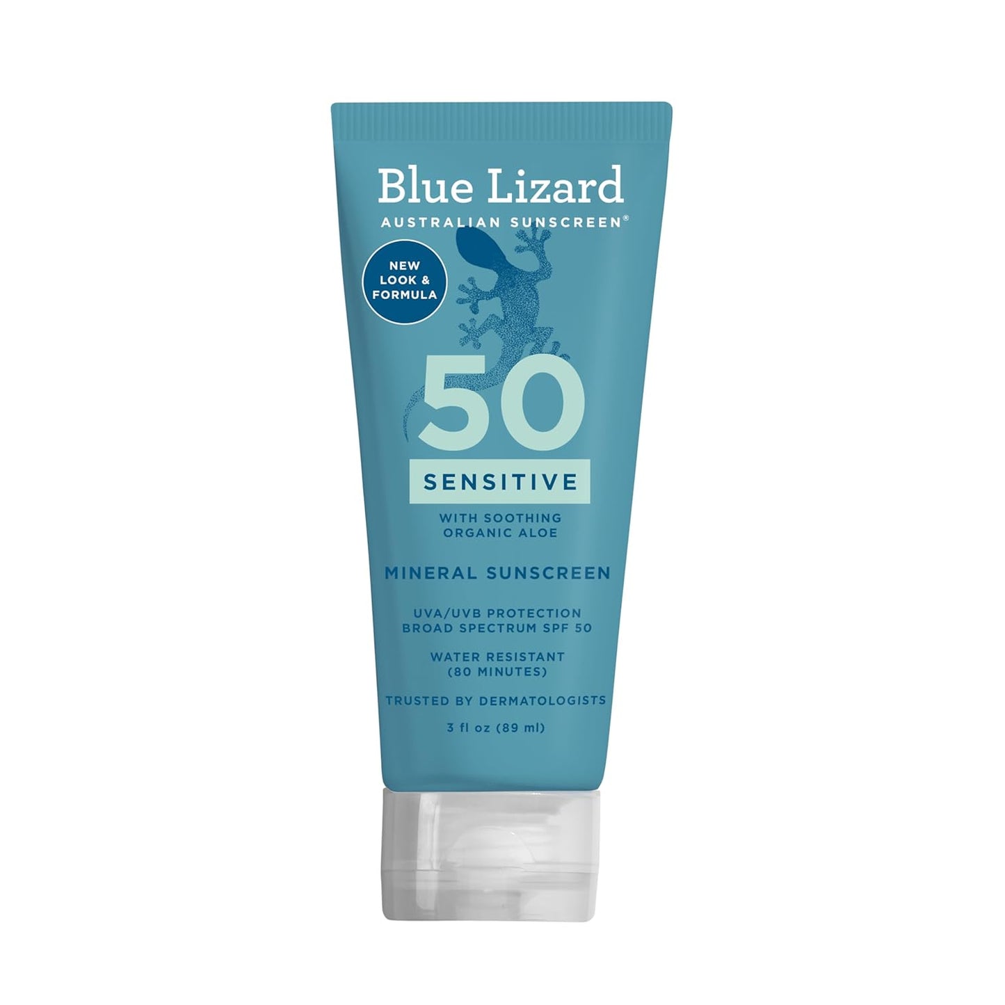 Blue Lizard Sensitive Mineral Sunscreen SPF 50, Protección UVA/UVB, Resistente al Agua, Sin Fragancias - Tubo de 3 oz Skin Care Pasteur Pharmacy
