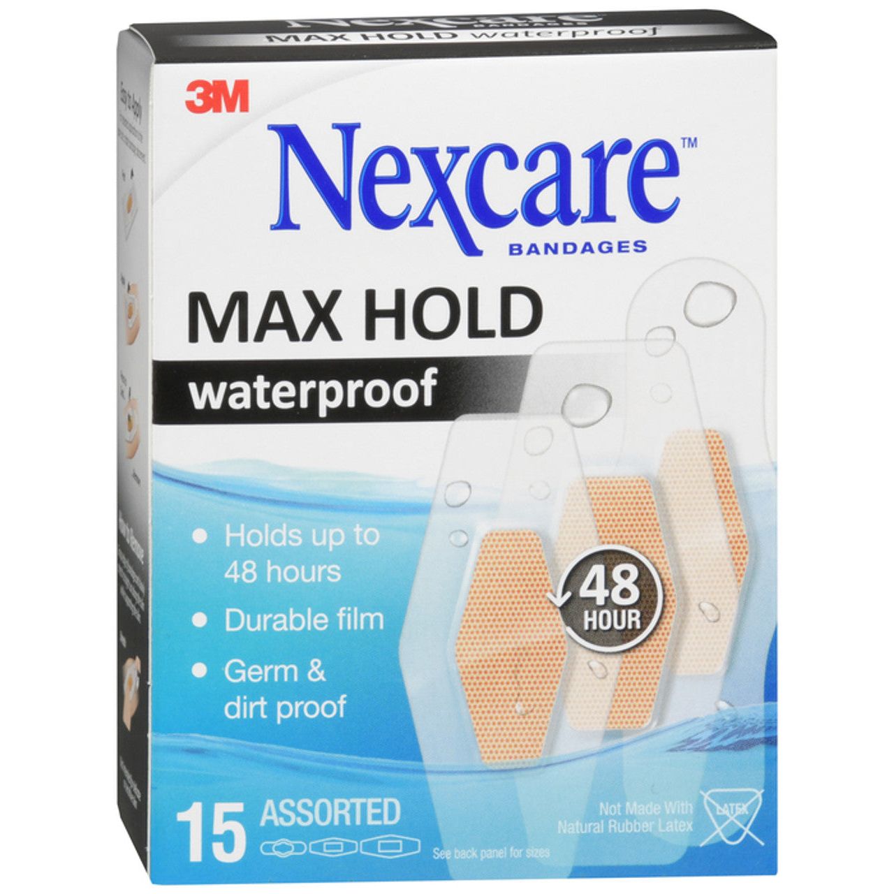 Nexcare Max Hold Waterproof Assorted Bandages - 15ct Medical Tape & Bandages Pasteur Pharmacy