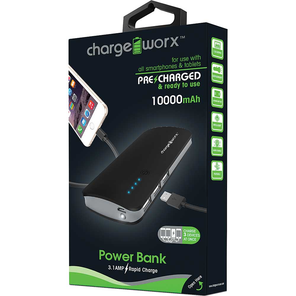 ChargeWorx® CX6740 10000mAh Portable Power Bank – Triple USB Batteries Pasteur Pharmacy