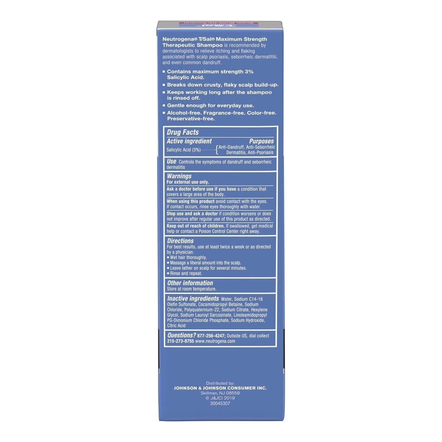 Neutrogena T/Sal Scalp Build-Up Control Therapeutic Shampoo 4.5 fl oz Therapeutic Shampoo Pasteur Pharmacy