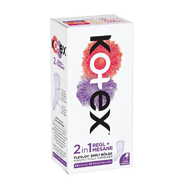 Kotex 2 in 1 Sanitary Pads for Menstrual & Bladder Leakage Protection - 22 Count