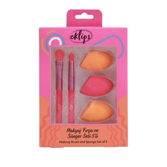 Eklips 5-Piece Makeup Brush and Sponge Set