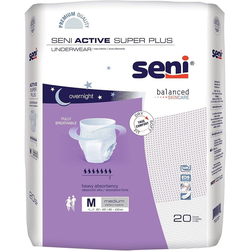 Seni Active Super Plus Protective Underwear, Small (88 Count Case) Incontinence Aids Pasteur Pharmacy