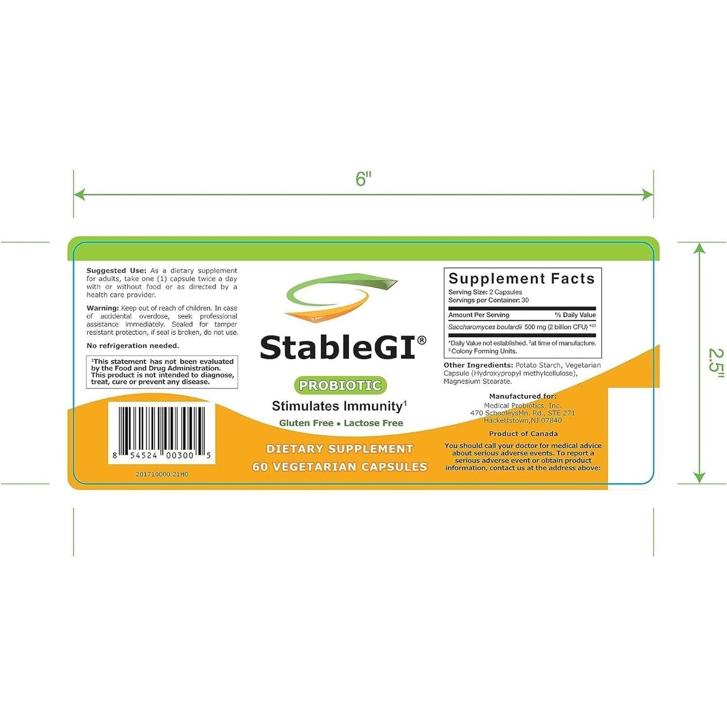 Stable GI Daily Probiotic 60 Vegetable Capsules Probiotic Capsules Pasteur Pharmacy