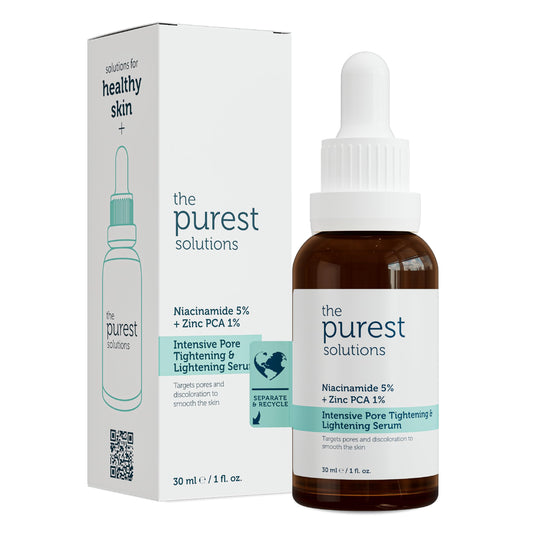 The Purest Solutions Skincare Set - Pore Tightening, Lightening, and Exfoliating for Uneven Skin Tone - Niacinamide Serum and Glycolic Acid Toner