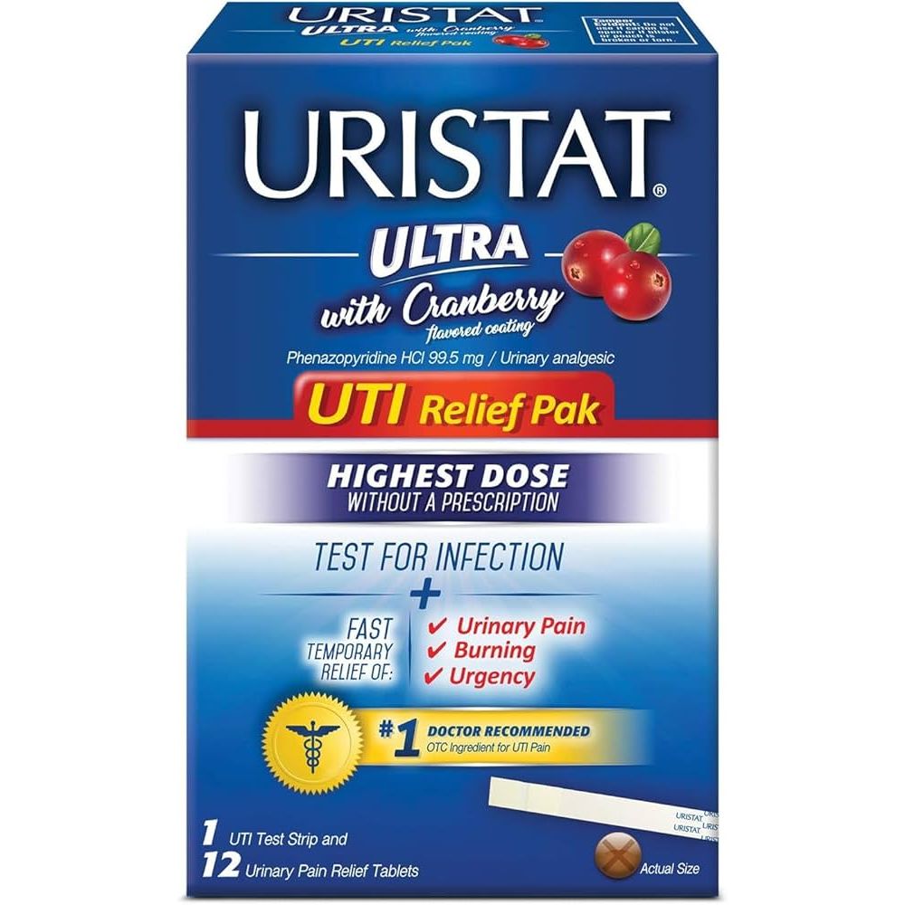 Uristat Ultra UTI Relief Pack – 12 Pain Relief Tablets + 1 Test Strip Kit Health & Beauty Pasteur Pharmacy