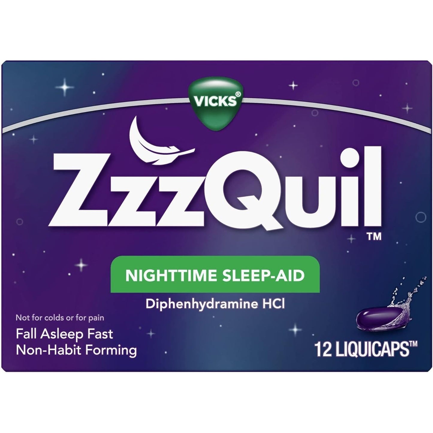 ZzzQuil Night Time Sleep Aid Liquicaps - 12 per Pack Vitamins & Supplements Pasteur Pharmacy