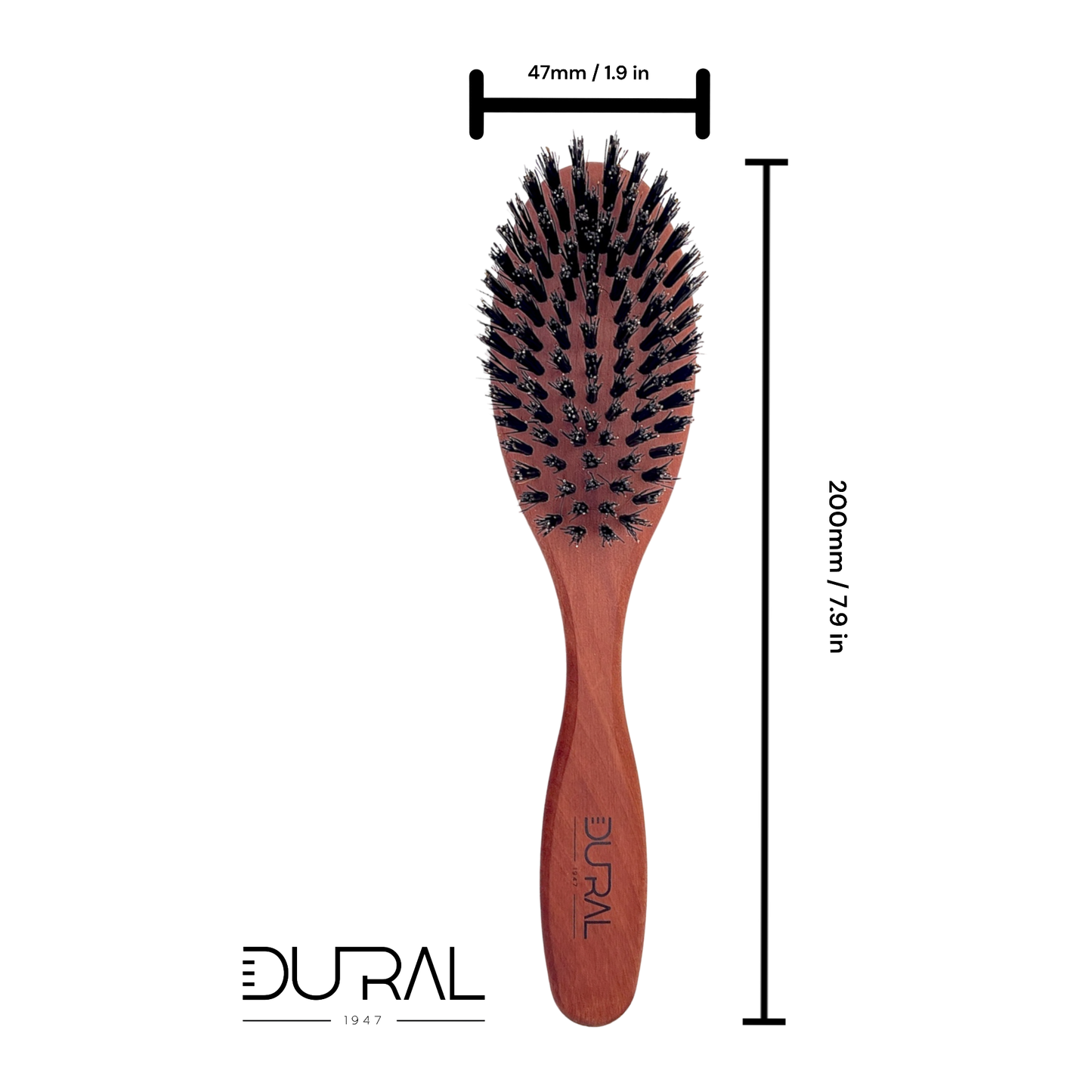 Dural Hair Brush 7 Rows Oiled Pear Wood Pure Wild Boar Bristles Hair Brush Pasteur Pharmacy
