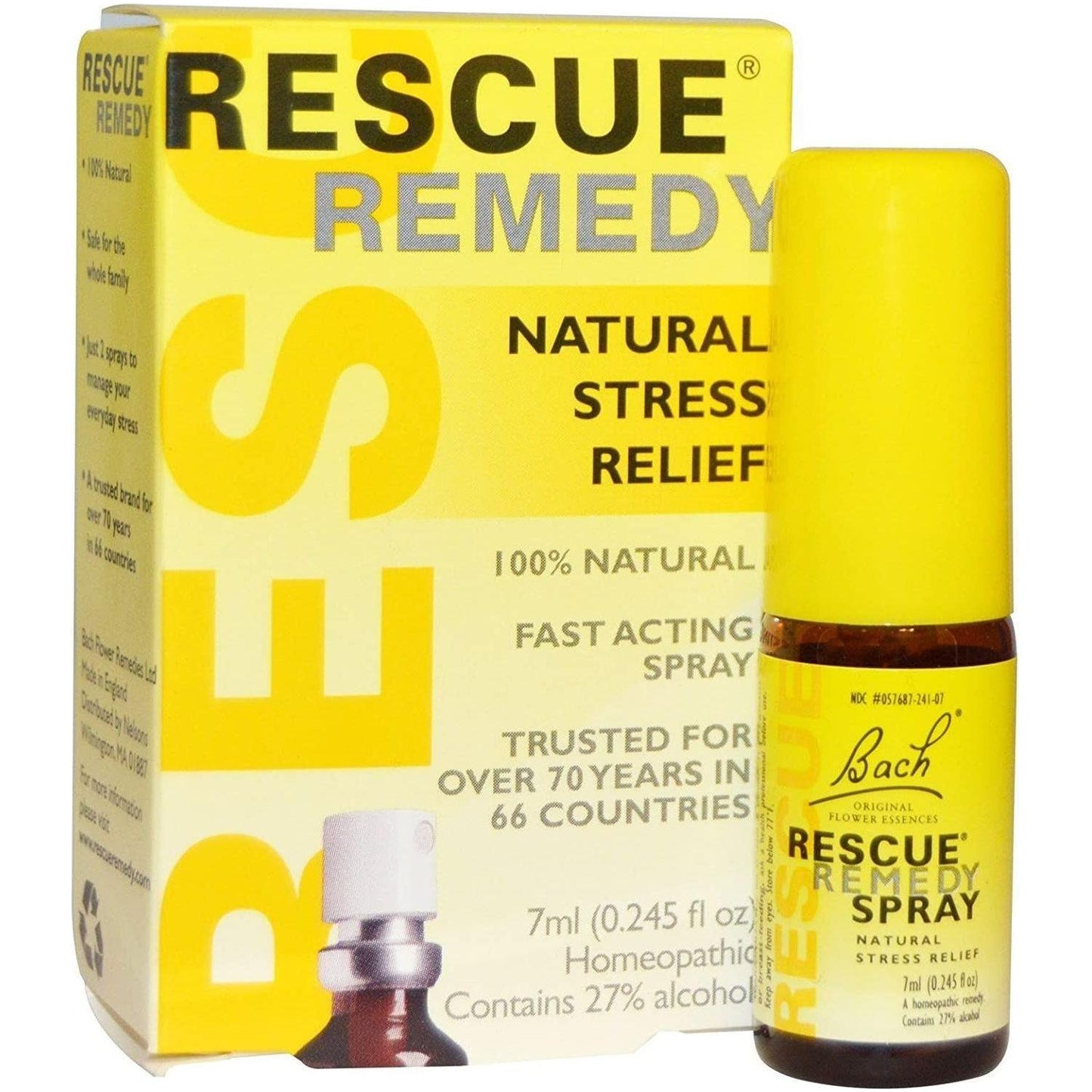 Bach Flower Rescue Remedy Spray - Natural Stress Relief 0.25 oz Stress Relief Spray Pasteur Pharmacy