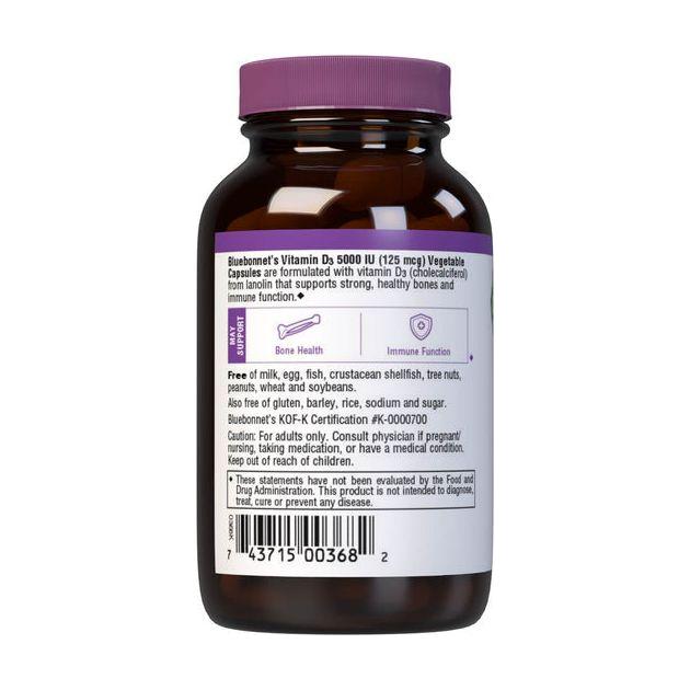 Bluebonnet Vitamin D3 5000 IU Vegetable Capsules, 100 Count Vitamin D3 Supplement Pasteur Pharmacy