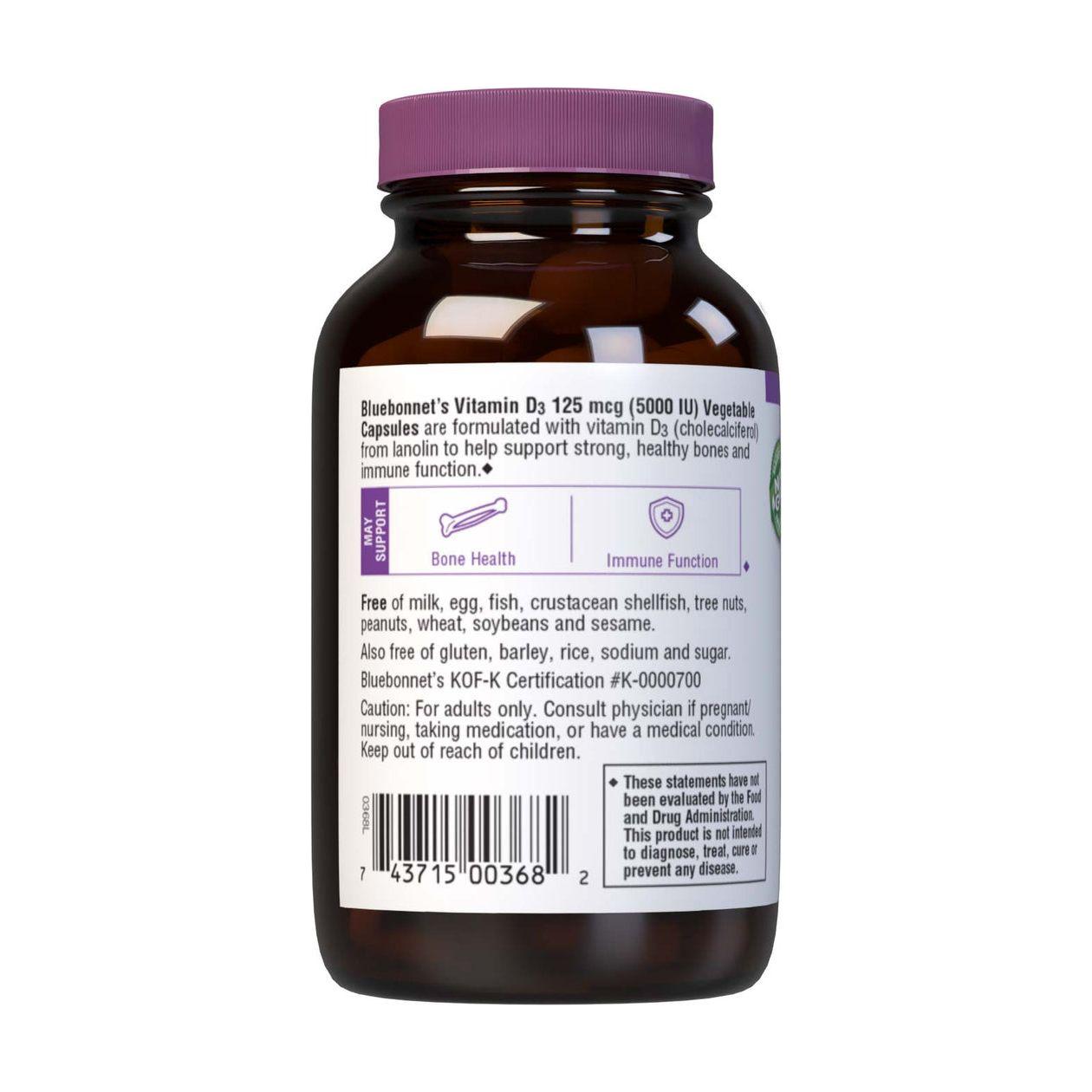 Bluebonnet Vitamin D3 5000 IU, 60 Vegetable Capsules Vitamins & Supplements Pasteur Pharmacy