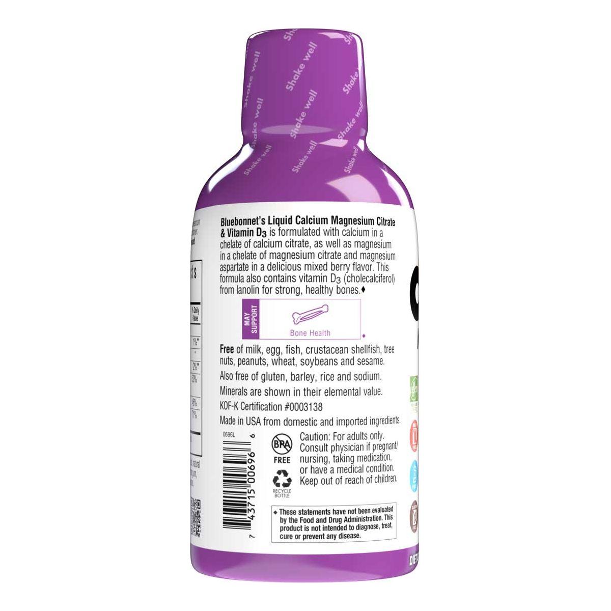 Bluebonnet Liquid Calcium Magnesium Citrate Plus Vitamin D3, Mixed Berry, 16 oz Vitamins & Supplements Pasteur Pharmacy