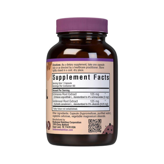 Bluebonnet Standardized Echinacea Goldenseal Root Extract, 60 Vegetables Capsules Dietary Supplements Pasteur Pharmacy