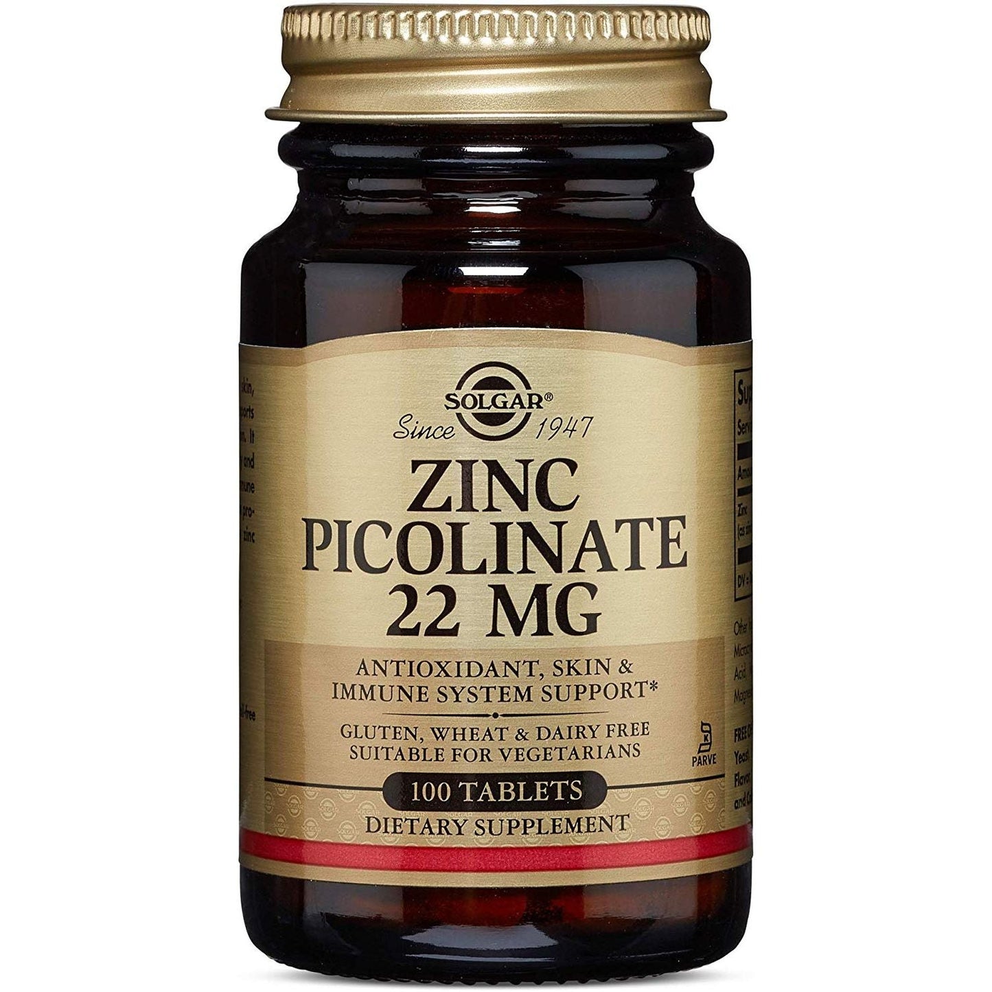 Solgar Zinc Picolinate, 22 Mg, 100 Tablets Vitamins & Supplements Pasteur Pharmacy