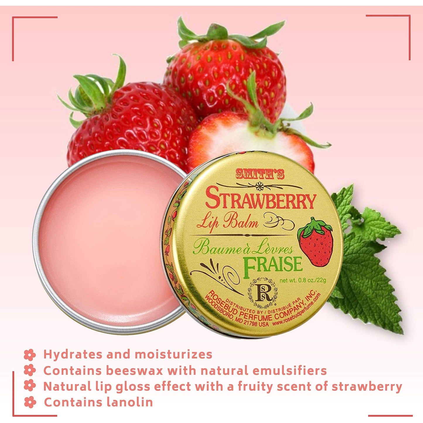 Rosebud Perfume Co. Strawberry Lip Balm 0.8 oz Lip Balm Pasteur Pharmacy