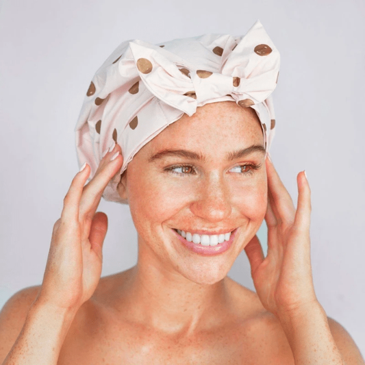 KitSch Elevated Shower cap Blush Dot Shower Cap Pasteur Pharmacy