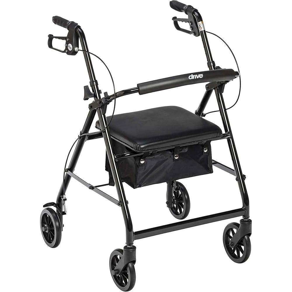 Aluminum Folding Rollator Walker with 6-Inch Wheels - Black Walkers Pasteur Pharmacy