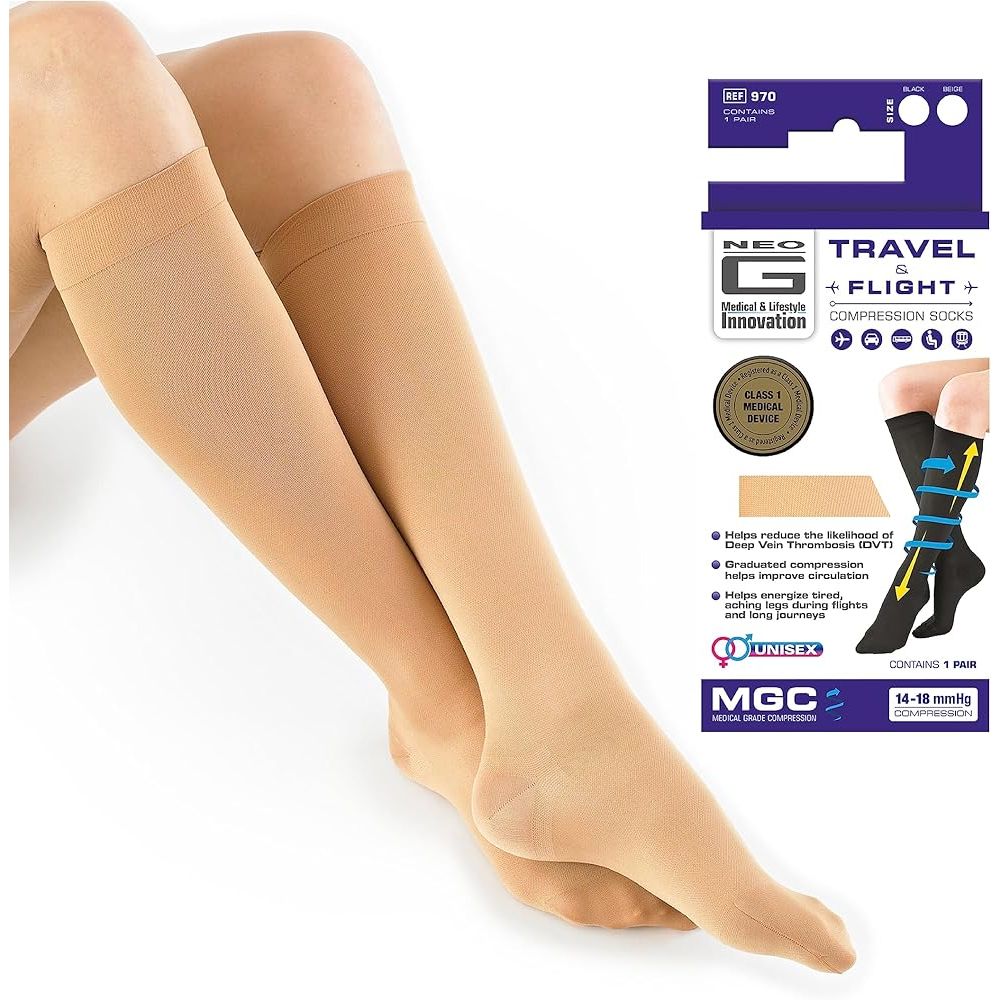 Neo G Energizing Compression Knee High Socks – Tan, Medium Socks Pasteur Pharmacy