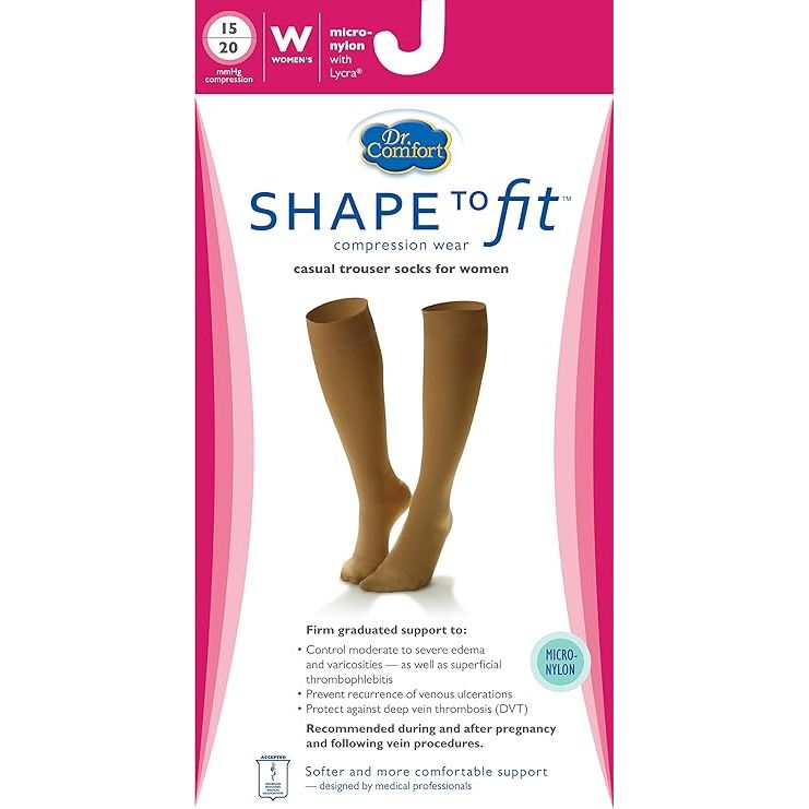 Dr. Comfort Women's Micro Nylon Graduated Compression Knee High 15-20 Mmhg Black Knee Socks Pasteur Pharmacy