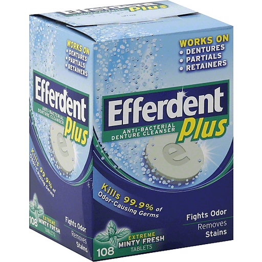 Efferdent Plus Denture Cleanser, Extreme Minty Fresh, Tablets