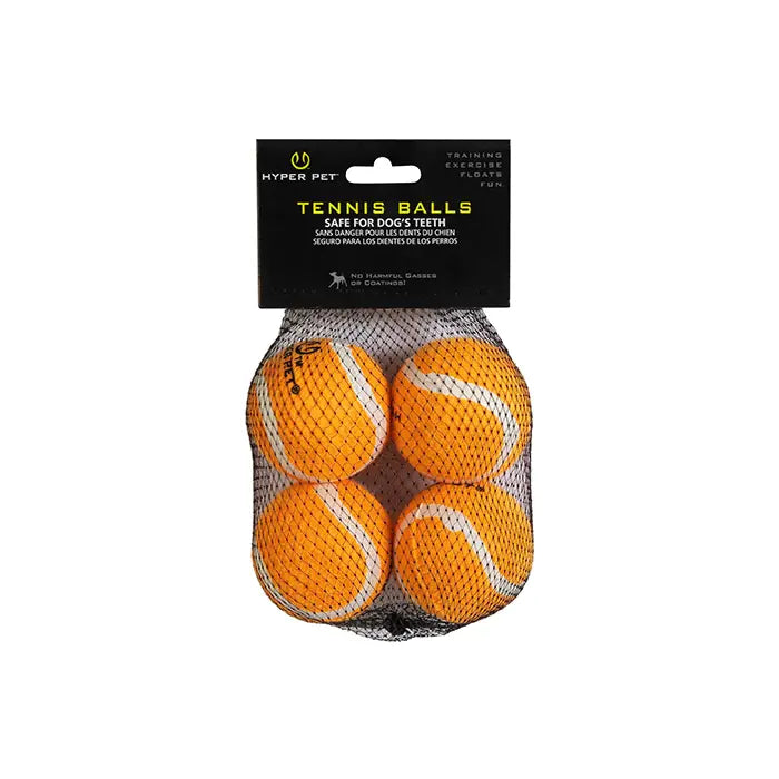 Balles de tennis Hyper Pet orange, taille moyenne, paquet de 4