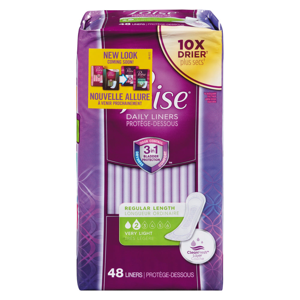 Poise Daily Incontinence Panty Liners, Very Light Absorbency Regular Length Menstrual Pads Pasteur Pharmacy