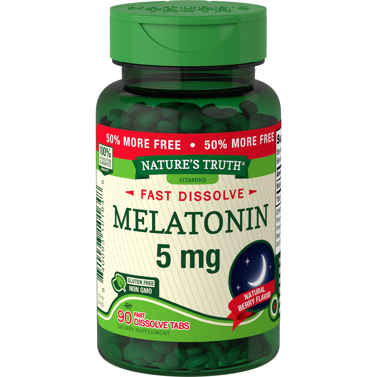 Nature's Truth Melatonin, Fast Dissolve Sleep, 5 Mg, Tablets, Natural Berry Flavor