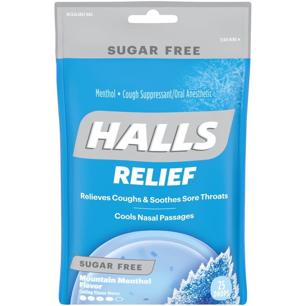 Halls Relief, Menthol, Cough Suppressant/Oral Anesthetic, Sugar Free, Mountain Menthol Flavor, 25 Drops Health & Beauty Pasteur Pharmacy