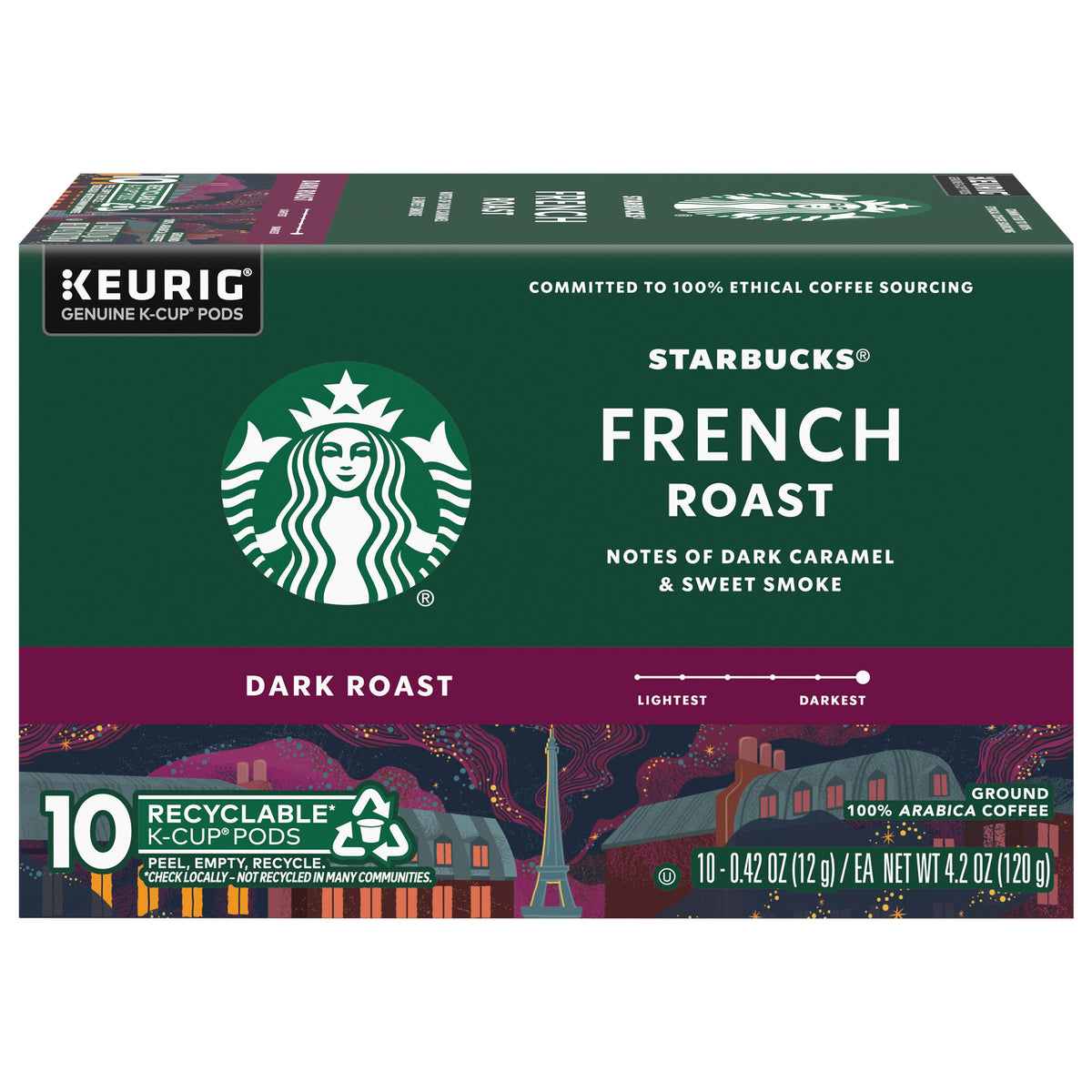 Starbucks moulu, torréfaction française intense, dosettes de café