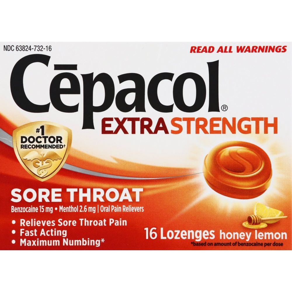 Cepacol Extra Strength Sore Throat Relief Lozenges, 16 Count, Honey Lemon Flavor Health & Beauty Pasteur Pharmacy
