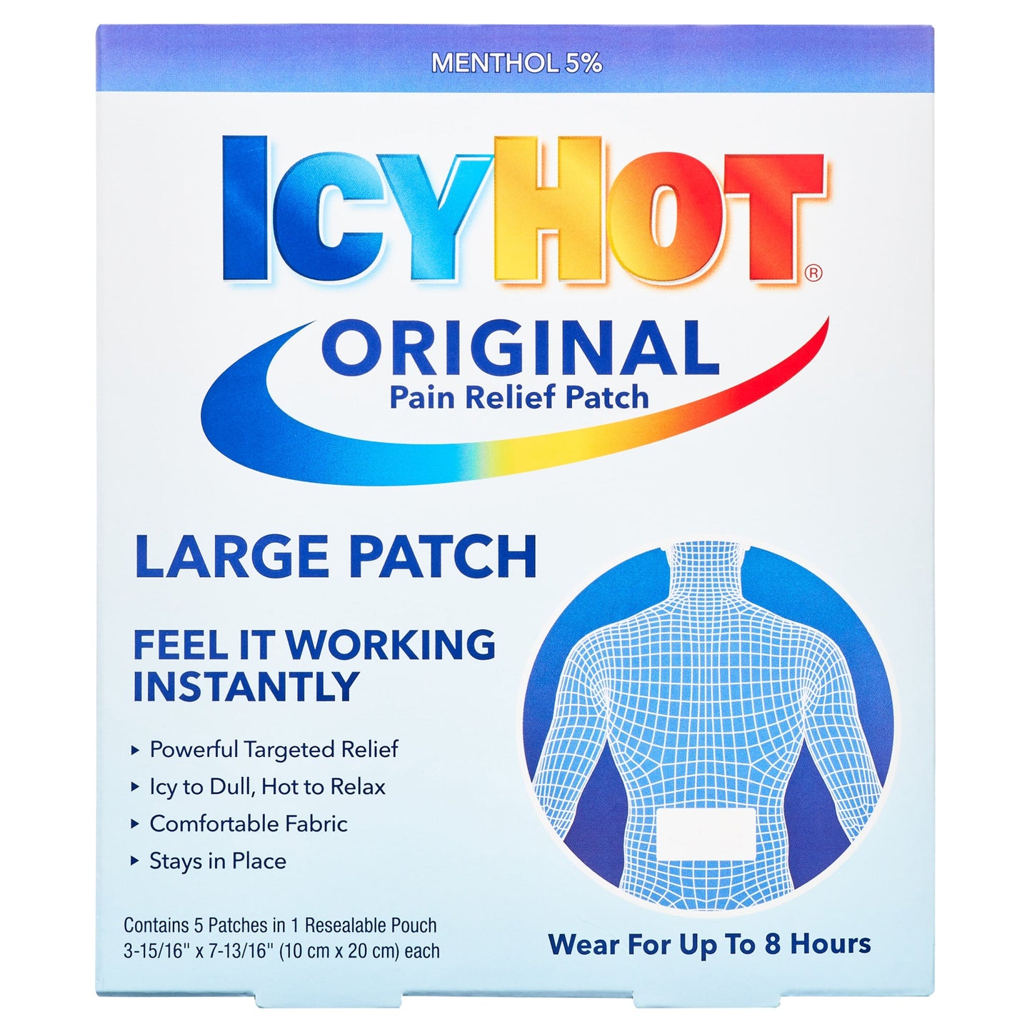Icy Hot Original Large Pain Relief Patch Back 5 ct Health & Beauty Pasteur Pharmacy