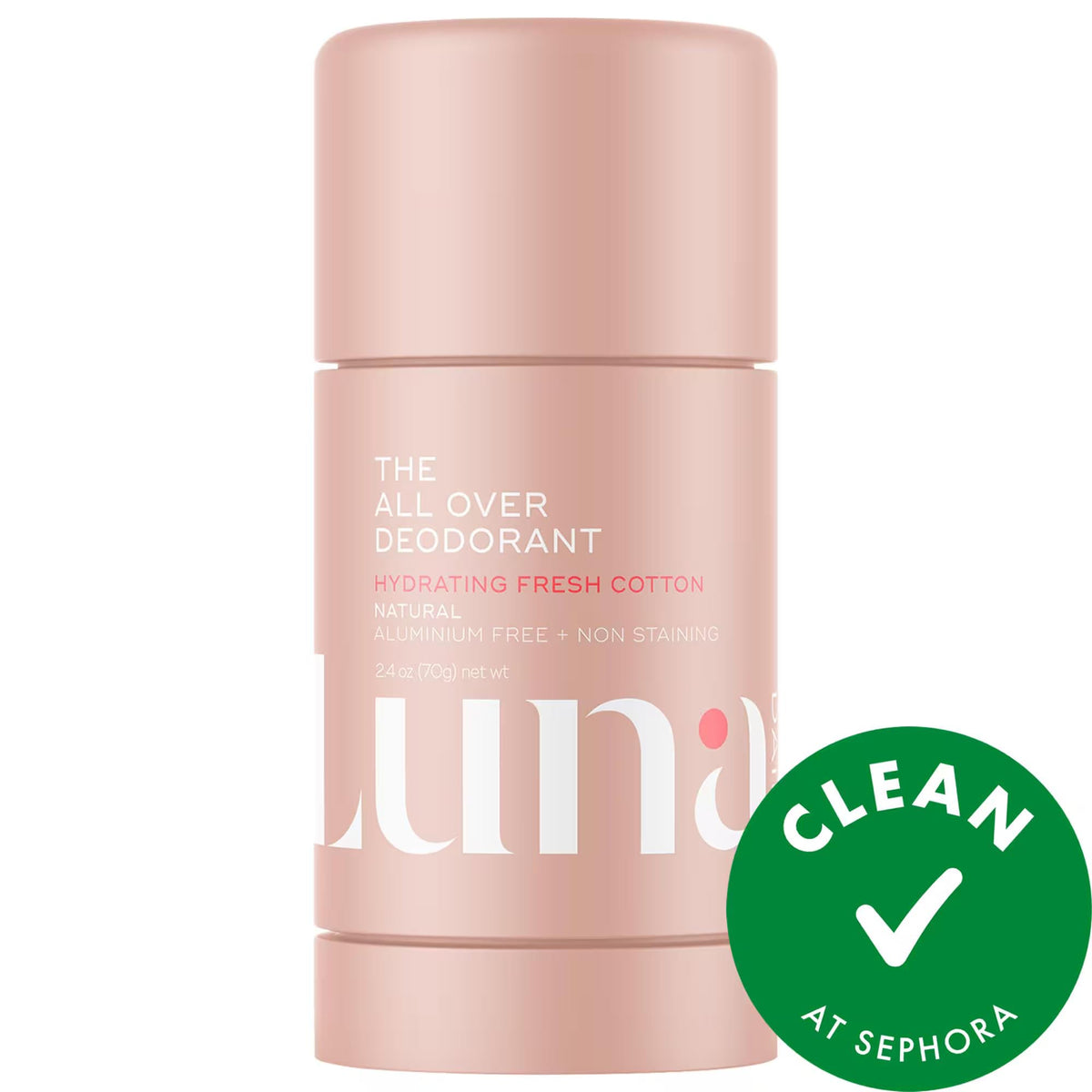 Luna Daily Hydrating All Over Natural Deodorant Stick: Extra Strength, Aluminum-Free, Non-Staining, pH Balanced for Sensitive Skin & Total Body Freshness