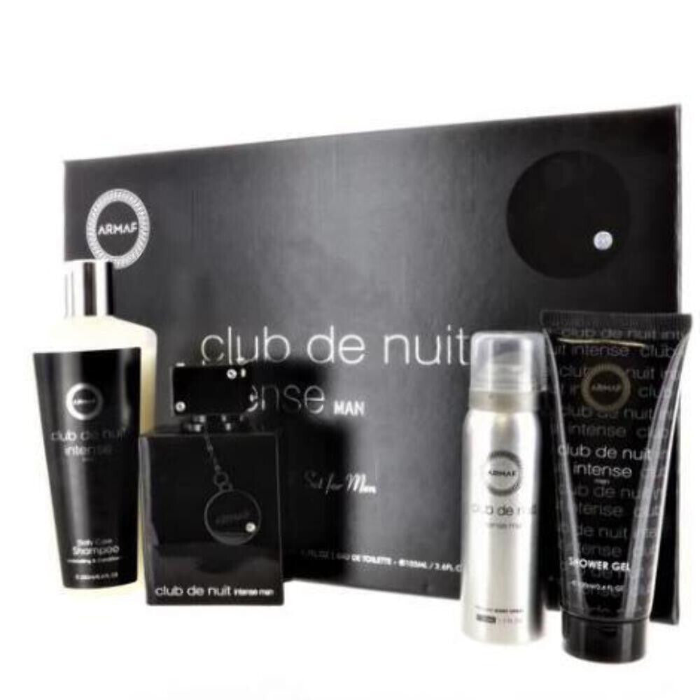 Armaf club de nuit intense 4 pcs set for men: 3.6 eau de toilette spray + 3.4 shower gel + 1.7 perfume body spray + 8.4 shampoo Men Fragrant Nest
