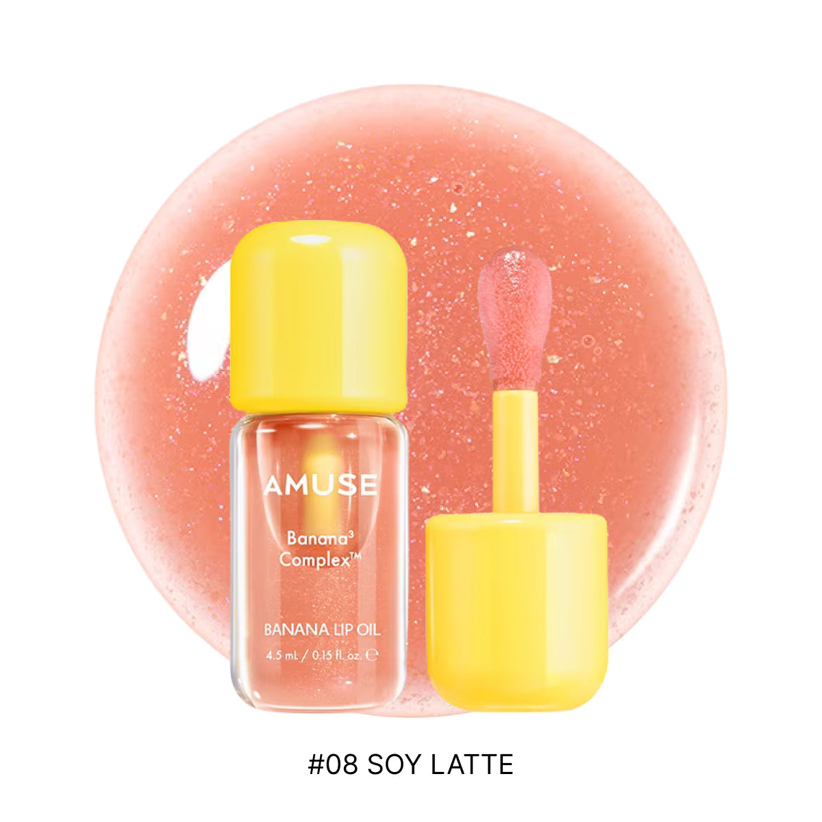 Huile pour les lèvres nourrissante Amuse Banana Lip Oil 08 Soy Latte 4,5 ml