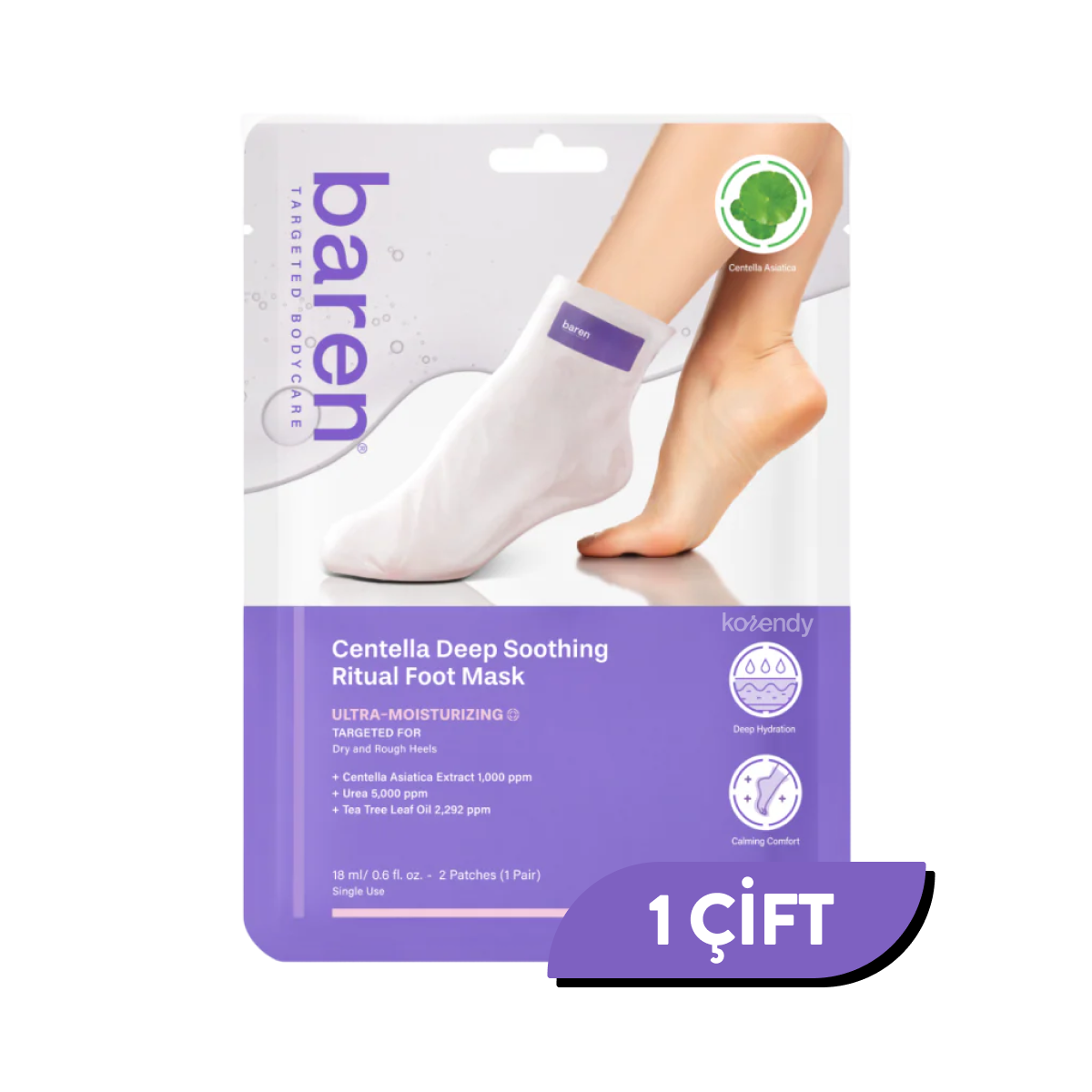 Masque pour les pieds Baren Centella Deep Soothing Ritual, soin apaisant, 1 paire