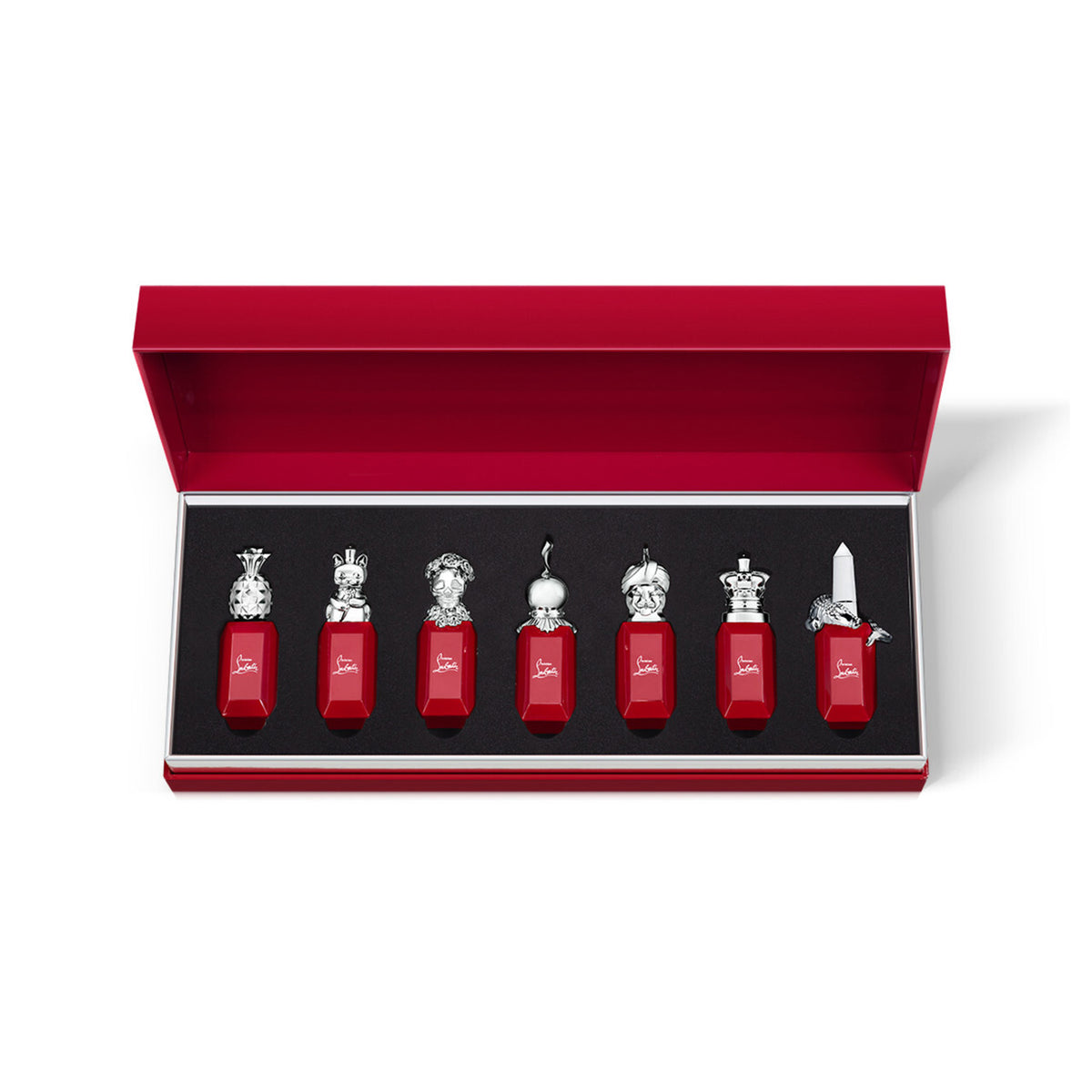 CHRISTIAN LOUBOUTIN 7 * 9 ML EAU DE PARFUM MINI SET: LOUBIFUNK + LOUBIDOO + LOUBIKISS + LOUBIROUGE + LOUBIRAJ + LOUBICROWN + LOUBICROC