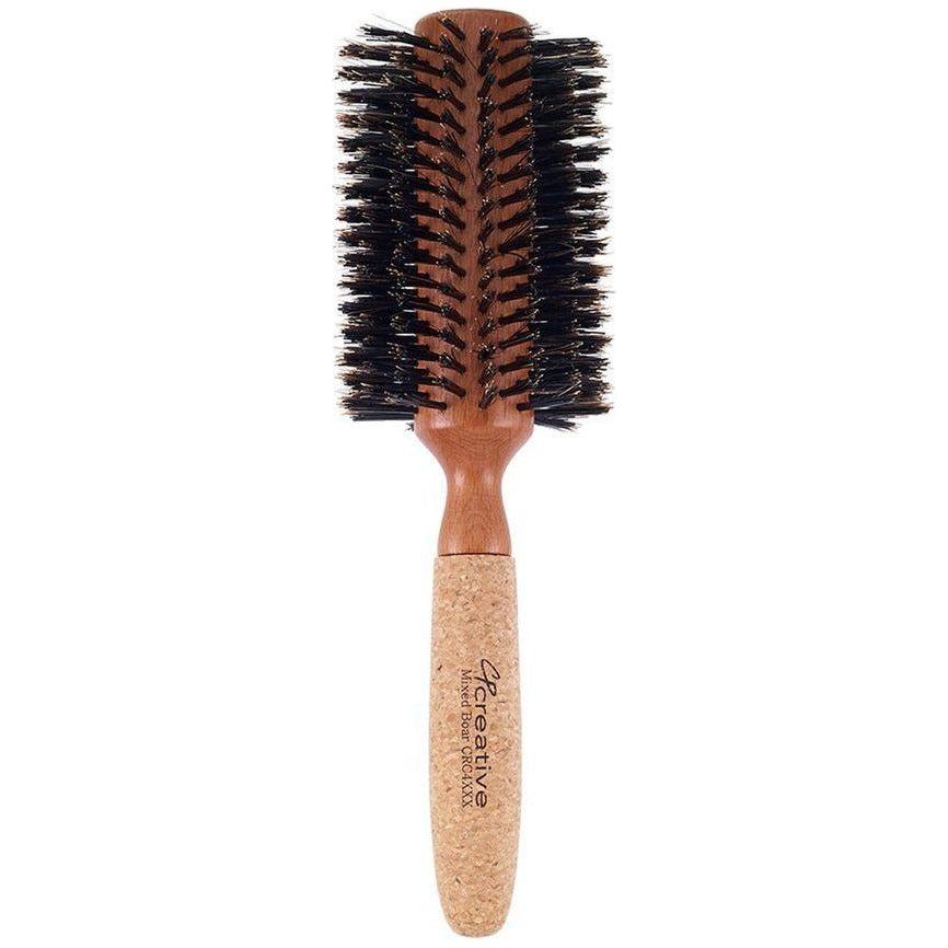 Eco-Friendly Birchwood and Cork Boar Bristle Round Hair Brush Hair Brush Pasteur Pharmacy CRC4XXX (3.25")