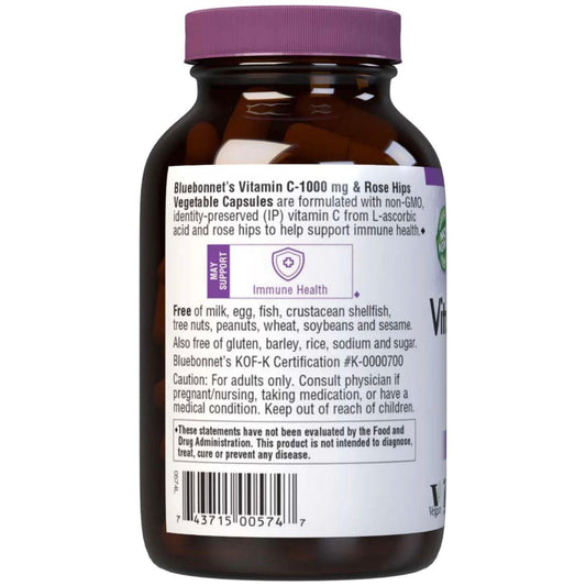 BlueBonnet Vitamin Plus Rosehips C 1000 mg, 90 Vegetable Capsules Vitamin Supplement Pasteur Pharmacy