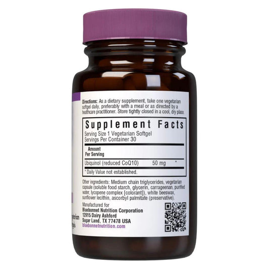 Bluebonnets CellularActive CoQ10 Ubiquinol 50 mg, 30 Vegetarian Softgels Vitamins & Supplements Pasteur Pharmacy