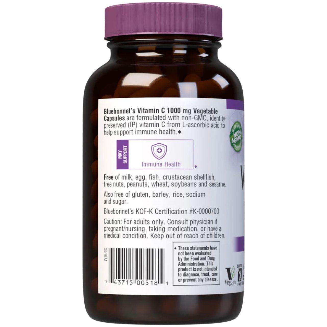 Bluebonnets Vitamin C-1000 mg, 180 Capsules Vitamin Supplement Pasteur Pharmacy