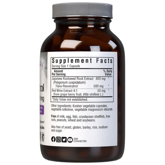 Bluebonnets Beautiful Ally Resveratrol 500 mg, 60 Vegetable Capsules Dietary Supplements Pasteur Pharmacy