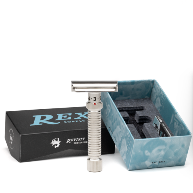 Rex Supply Co. Ambassador Polished Adjustable Stainless Steel DE Razor RSC-101P Razor Pasteur Pharmacy