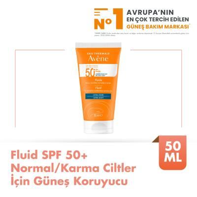 Avene Fluide SPF 50+ Sunscreen for Normal/Combination Skin - Lightweight, Non-Greasy, UVA/UVB/Blue Light Protection