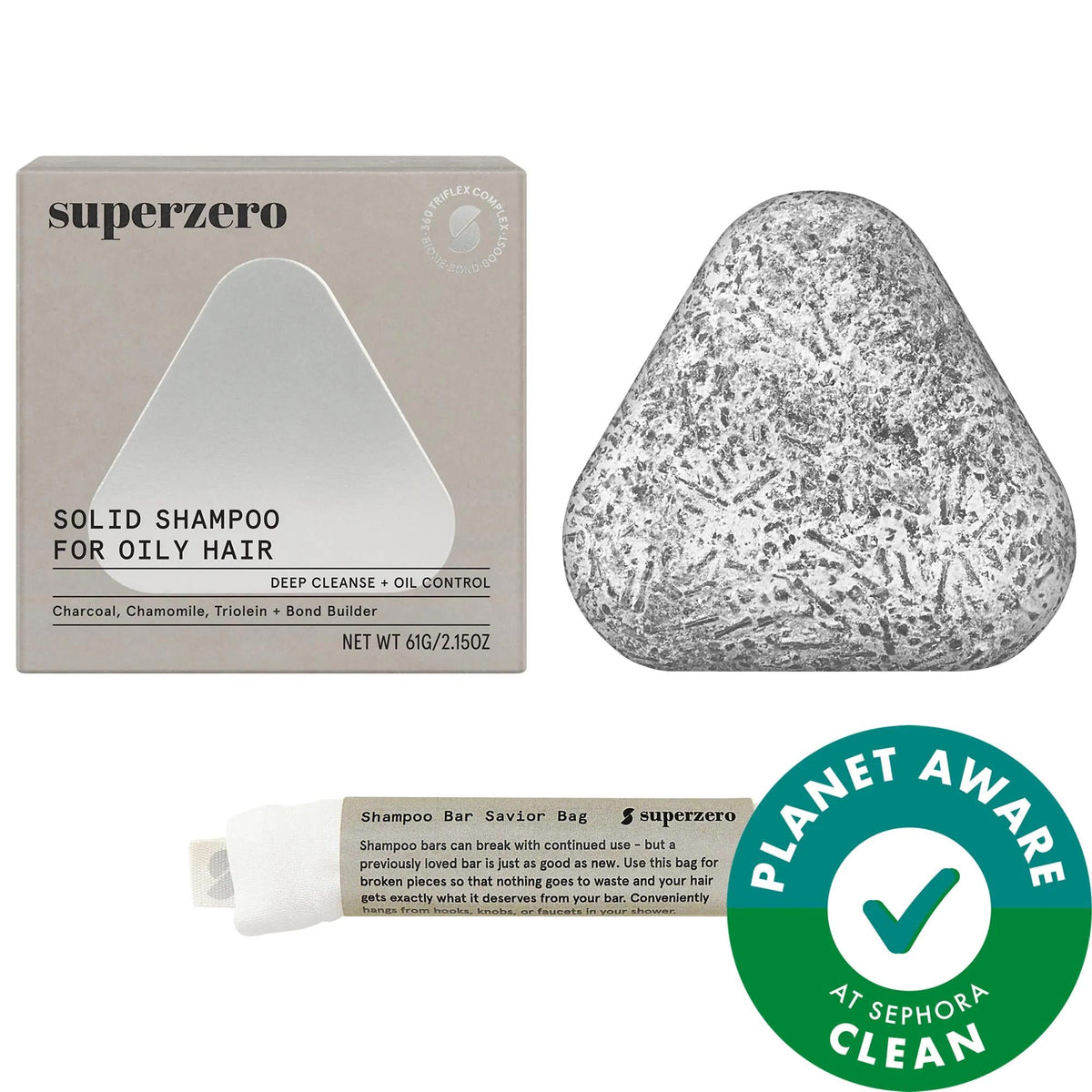 Superzero Deep Clean & Oil Control Charcoal Shampoo Bar: Detoxify Oily Hair & Scalp for Volume, Shine & Sustainable Hair Care