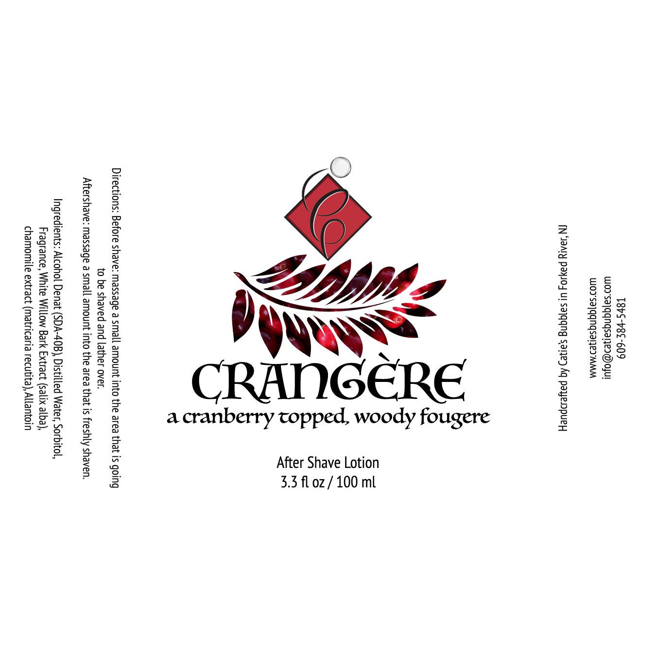Catie's Bubbles Crangere Shaving Collection Shaving Set Pasteur Pharmacy Aftershave Lotion 3.3oz