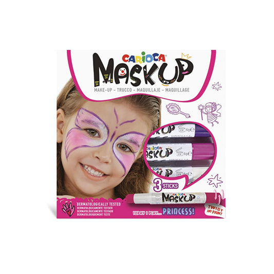 Carioca Face Paint for Kids - 3 Assorted Non-Toxic Water-Based Colors, Dermatologically Tested, Easy Clean-Up