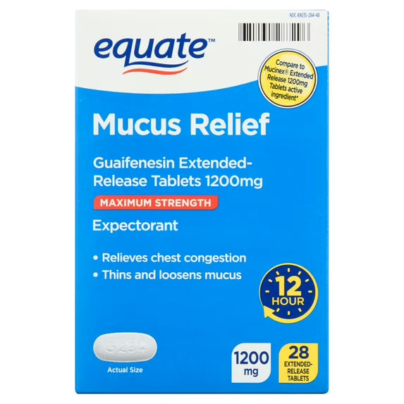 Guaifenesin 1200 mg Extended-Release Tablets, 28 Count Medicine & Drugs Pasteur Pharmacy