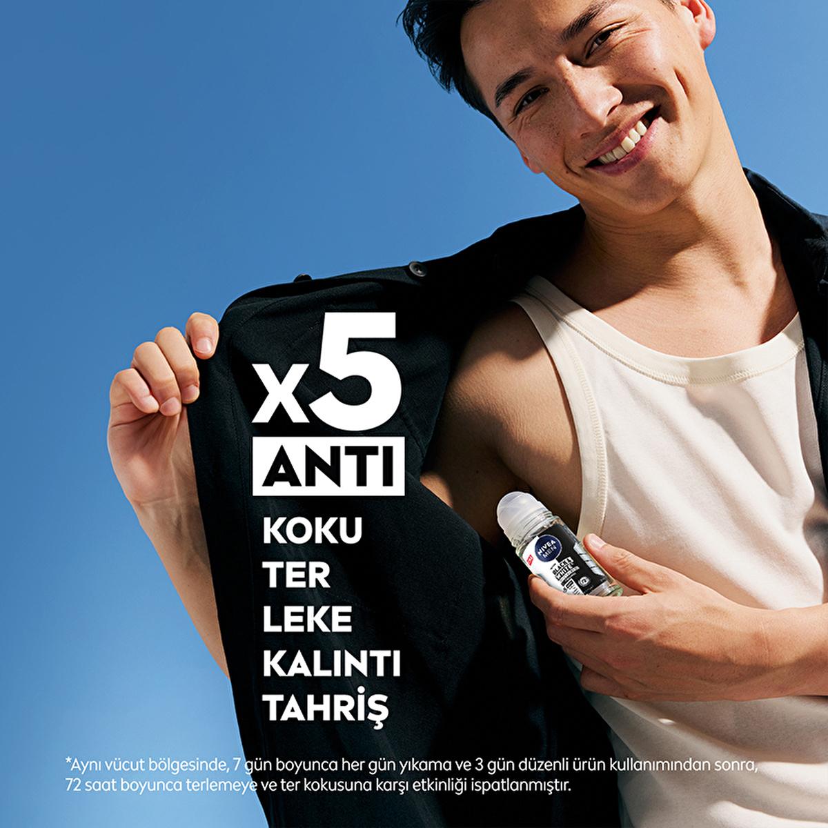 Nivea Men Deodorant - Nivea Men Erkek Roll-on Deodorant Black & White Invisible Original 50 ml - Long Lasting Anti-Perspirant Protection