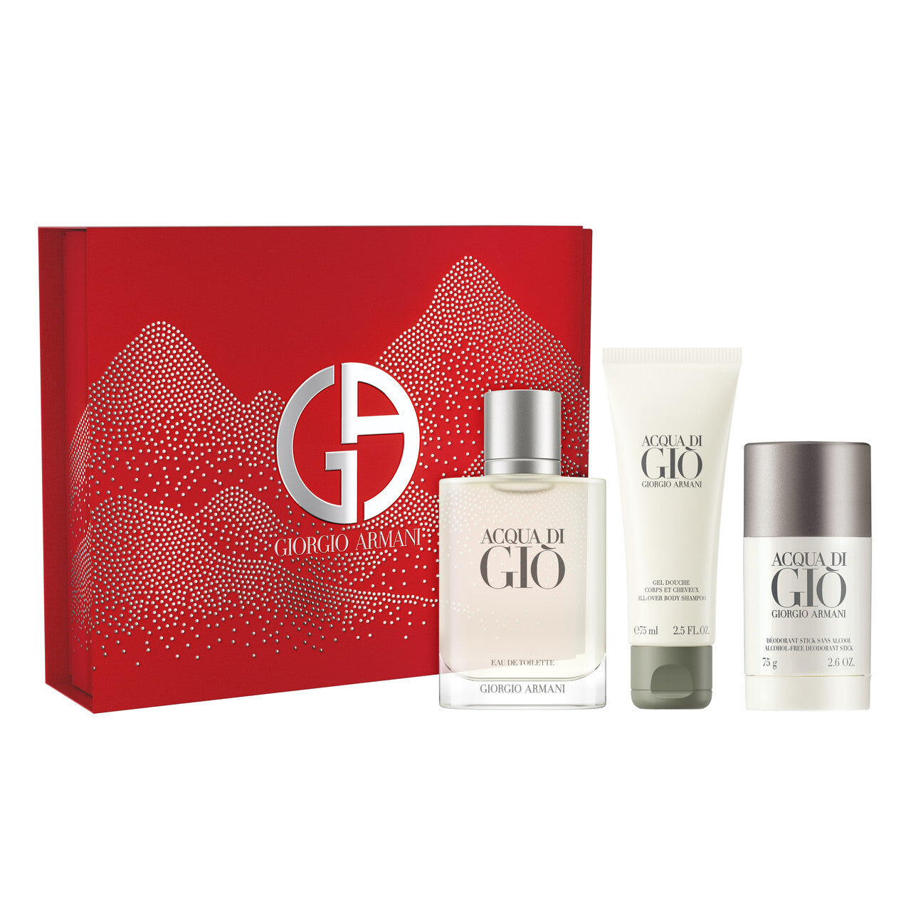 ACQUA DI GIO 3 PCS SET FOR MEN: 3.3 EAU DE TOILETTE SPRAY + 2.5 BODY SHAMPOO + 2.6 DEODORANT STICK Men Fragrant Nest
