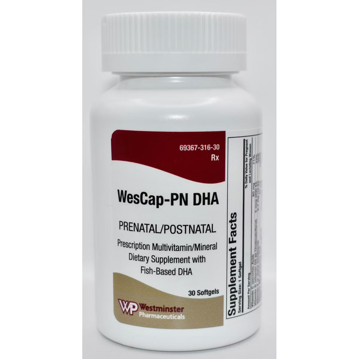 Wescap-PN DHA Dietary Supplement Capsules Vitamins & Supplements Pasteur Pharmacy